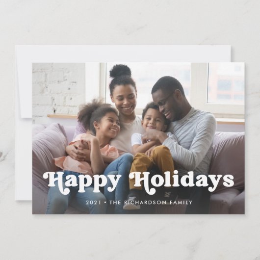 Prettig feest | Eenvoudige Boho-foto-overlay Feestdagenkaart (Voorkant)