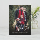 Prettig feest | Elegante Buffalo Plaid foto Feestdagenkaart (Staand voorkant)