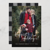 Prettig feest | Elegante Buffalo Plaid foto Feestdagenkaart (Voorkant / Achterkant)