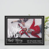 Prettig feest | Familie Winterpret Kaart (Staand voorkant)