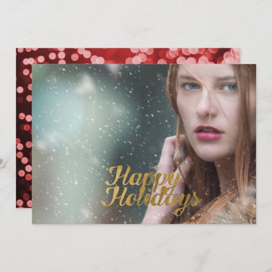 Prettig feest Faux goud schrift Feestdagenkaart (Voorkant / Achterkant)