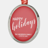 'Prettig feest' Festief rood Metalen Ornament (Links)