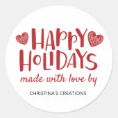 Prettig feest gemaakt met liefde ronde sticker (Voorkant)