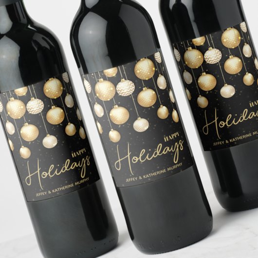 Prettig feest Gold Kerstartikelen Zwart Wijn Etiket