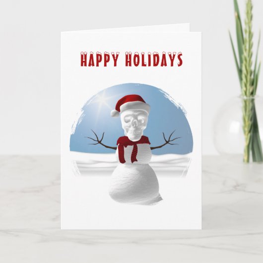 Prettig feest. Grappige sneeuwman met schedelkop Kaart (Voorkant)
