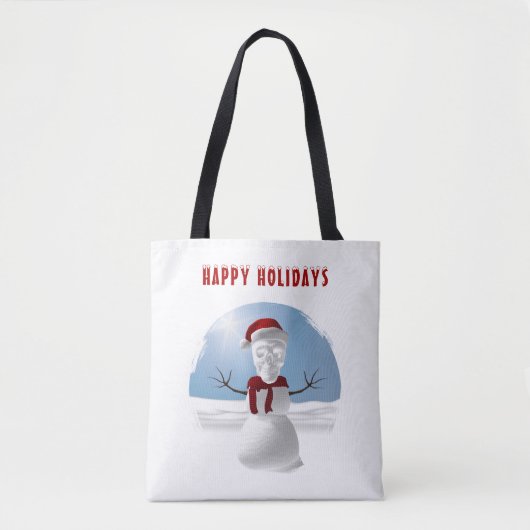 Prettig feest. Grappige sneeuwman met schedelkop Tote Bag (Voorkant)