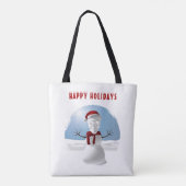 Prettig feest. Grappige sneeuwman met schedelkop Tote Bag (Achterkant)