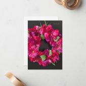 Prettig Feest - Heet Roze Bloemenkrans Notitiekaartje (Voorkant / Achterkant in situ)