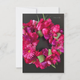 Prettig Feest - Heet Roze Bloemenkrans Notitiekaartje