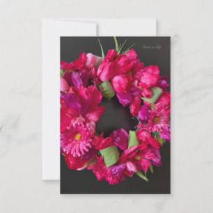 Prettig Feest - Heet Roze Bloemenkrans Notitiekaartje