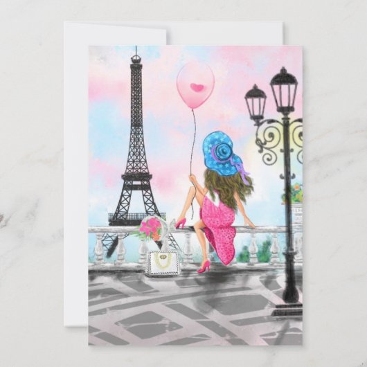 Prettig feest - ik hou van Parijs - Vrouw met ball (Achterkant)