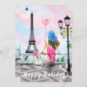 Prettig feest - ik hou van Parijs - Vrouw met ball (Voorkant / Achterkant)