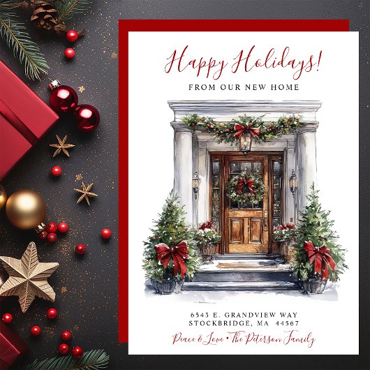 Prettig feest in uw nieuwe huis voordeur verhuizen aankondiging