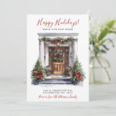 Prettig feest in uw nieuwe huis voordeur verhuizen aankondiging (Staand voorkant)