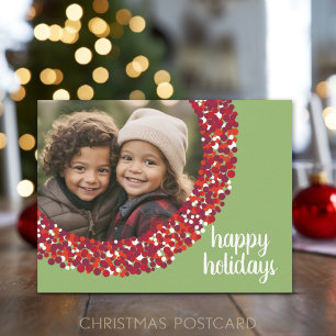Prettig feest - Kerst foto Groen rood bes Feestdagenkaart