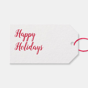 Prettig feest kerst handschrift rood wit cadeaulabel