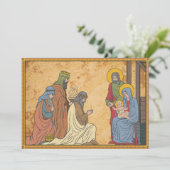 Prettig feest | Kerst religieus geboorteverhaal Feestdagenkaart (Staand voorkant)