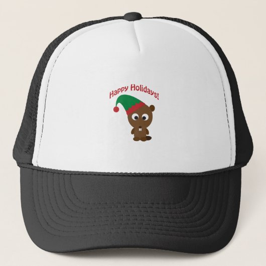 Prettig feest! Kerstelf van bever Trucker Pet (Voorkant)