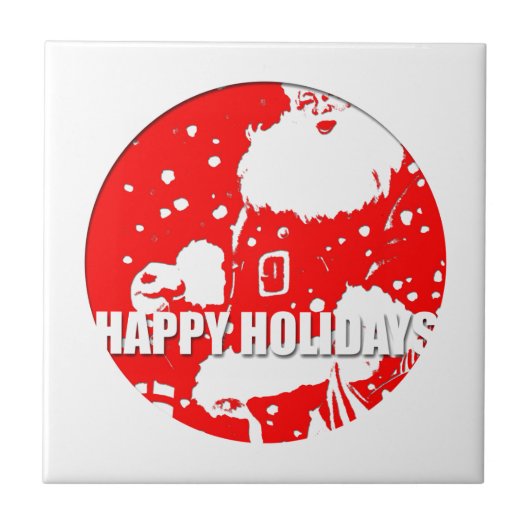Prettig feest - Kerstman - Tegeltje (Voorkant)