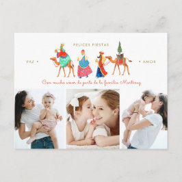 Prettig feest | kerstmis | drie koningen | 3 foto' briefkaart