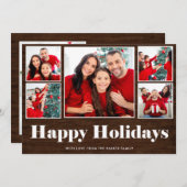 Prettig feest | Kerstmis Rustieke fotorooster Feestdagenkaart (Voorkant / Achterkant)