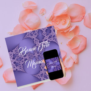 Prettig feest, mama, paarse fractaal kaart