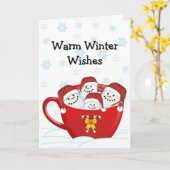 Prettig feest Marshmallow Familie Kaart (Gele Bloem)