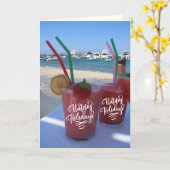 Prettig feest met aardbeien Daiquiris - kaart (Gele Bloem)