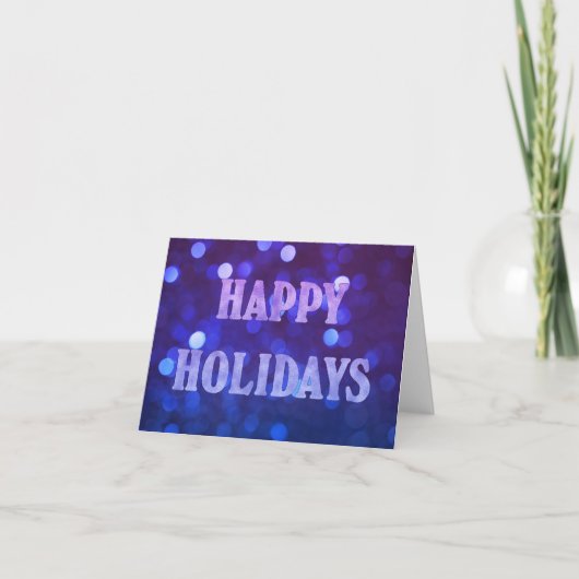 Prettig feest met helderblauwe bokeh feestdagen kaart (Voorkant)