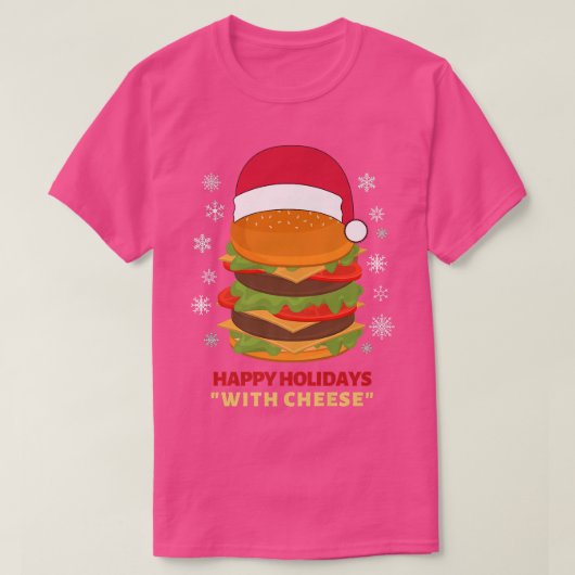 Prettig feest met kaas Grappige Kerstburger T-shirt (Design voorkant)