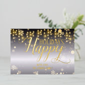 Prettig feest met Kerstlichten en Sneeuwvlokken Folie Feestdagenkaart (Staand Voorkant)