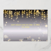 Prettig feest met Kerstlichten en Sneeuwvlokken Folie Feestdagenkaart (Achterkant)