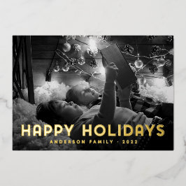 Prettig feest met moderne eenvoudige typografie folie feestdagenkaart