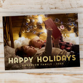 Prettig feest met moderne typografie folie feestdagenkaart