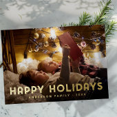 Prettig feest met moderne typografie folie feestdagenkaart