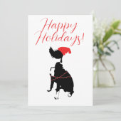 Prettig feest met Pitbull, kerstmannenhoed, en lic Feestdagenkaart (Staand voorkant)