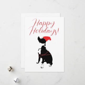Prettig feest met Pitbull, kerstmannenhoed, en lic Feestdagenkaart