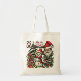 Prettig feest met Sinterklaas en Sneeuwman op een  Tote Bag