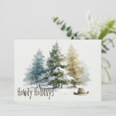 Prettig feest met westerse rustieke waterverf feestdagenkaart (Staand voorkant)