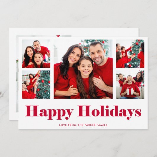 Prettig feest | Modern foto-raster Feestdagenkaart (Voorkant / Achterkant)