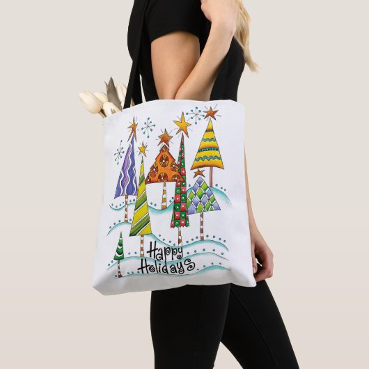 Prettig feest! Mooie kerstbomen met sterren Tote Bag (Dichtbij)
