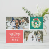 Prettig feest | Pepermunt snoepkrans Feestdagenkaart (Staand voorkant)