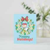 Prettig feest | Pepermunt snoepkrans Feestdagenkaart (Staand voorkant)