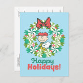 Prettig feest | Pepermunt snoepkrans Feestdagenkaart (Voorkant / Achterkant)