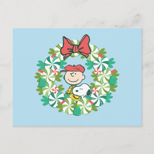 Prettig feest | Pepermuntkandij Krans Feestdagenkaart (Voorkant)