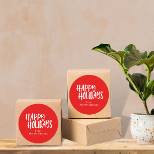 Prettig feest Persoonlijke vette rode Kerstmis Ronde Sticker