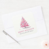 Prettig feest Pink Kerstboom Modern Vierkante Sticker (Envelop)