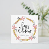 Prettig feest Pinken krans | Kerst foto kaart (Staand voorkant)