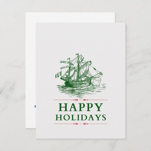 Prettig feest- Piratenschip Feestdagenkaart (Voorkant / Achterkant)