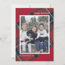 Prettig feest Red and Blue Plaid Kerst foto